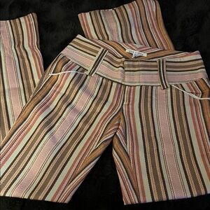 ALICE + OLIVIA Striped Low Rise Flared Leg Trousers Size 2
